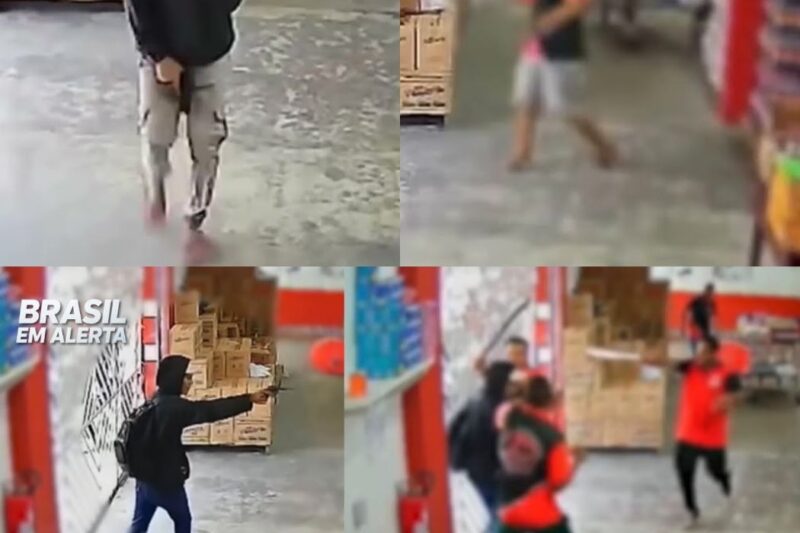 Dupla de criminosos tenta assalto, mas funcionários reagem com facões e encurralam bandido