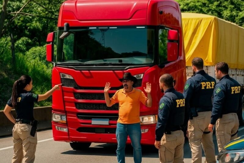 Pararam o CAMINHONEIRO errado — minutos depois, 15 soldados em viaturas chegaram com um capitão.