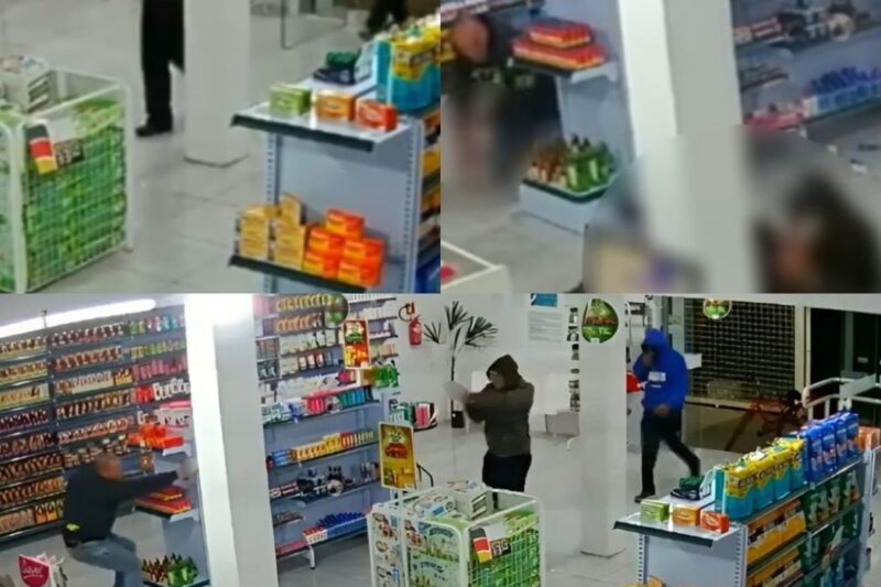TIROTEIO NA FARMÁCIA: Policial à paisana encara dois bandidos armados e neutraliza a ameaça; “3 disparos para garantir”, diz agente baleado