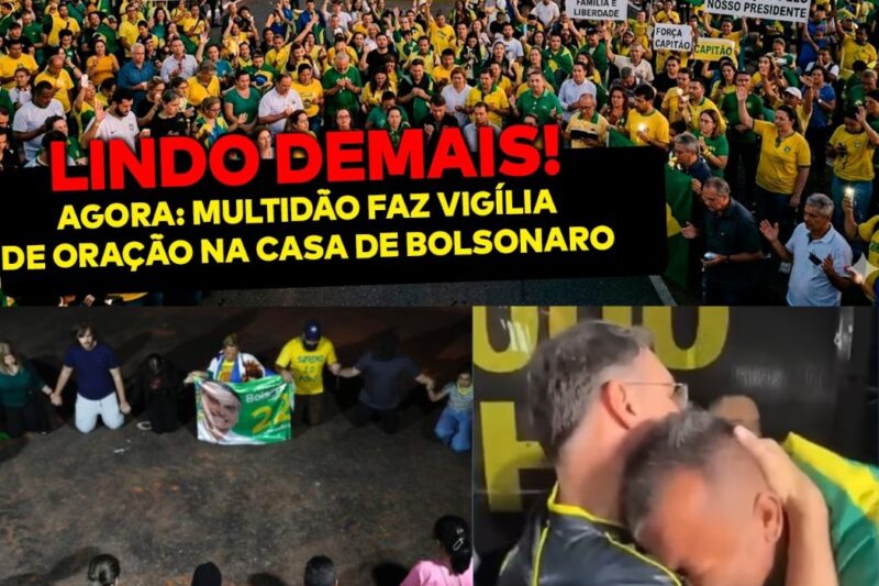 Multidão Organiza Vigília em Frente à Casa de Bolsonaro, Em Defesa de Sua Liberdade e Contra a Perseguição Político-Jurídica