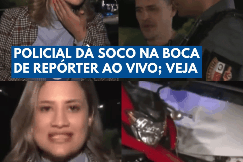Policial agride repórter ao vivo durante cobertura de acidente!!!