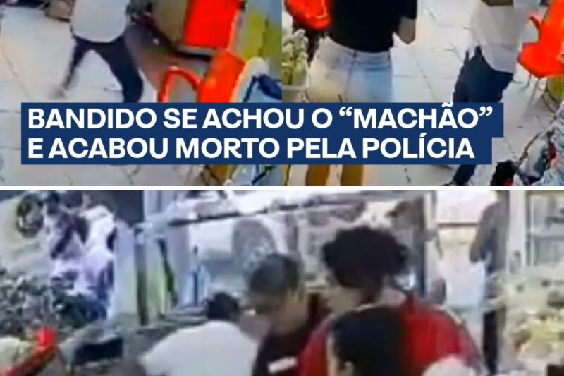“ELE NÃO OUVIU MEUS CONSELHOS!”: Assaltante é baleado e morre em confronto com policial à paisana dentro de padaria; veja o vídeo do momento exato