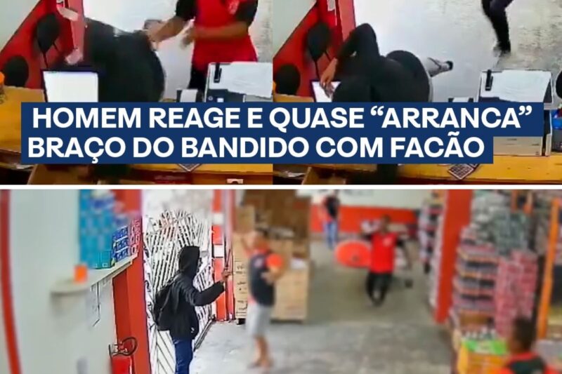 “ACHOU QUE O MERCADO ESTAVA DESPROTEGIDO? AQUI A GENTE TRABALHA É COM O FACÃO!”: Assalto termina em sangue e bandidos dominados por funcionários justiceiros