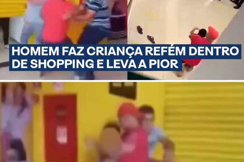 “Eu quero 50 mil agora ou não solto ele!”: Homem com tesoura faz criança refém em shopping e causa pânico