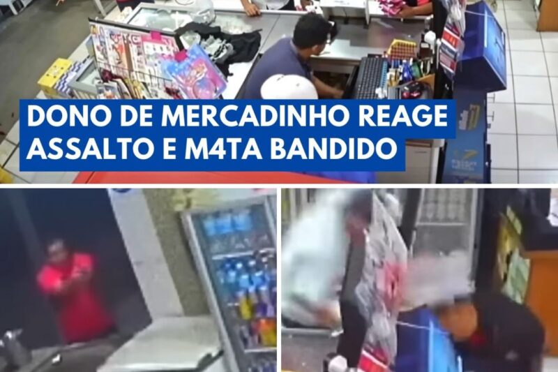 “É FOGO SEM AVISO!”: Dono de mercado vê assalto pela câmera, saca pistola e coloca bandidos para correr em Minas Gerais