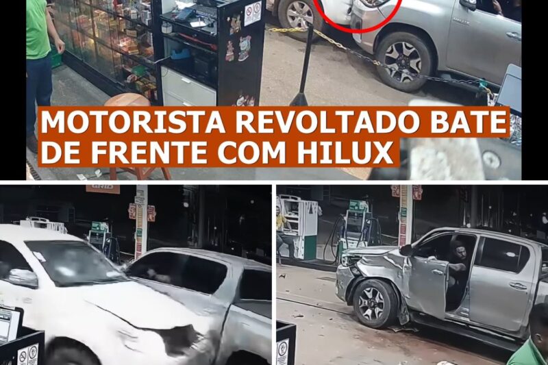 “ACHOU QUE O POSTO ERA RINGUE? AGORA VAI DAR EXPLICAÇÃO NA DELEGACIA!”: Motorista de Hilux surta, usa caminhonete como arma e acaba detido após ataque de fúria