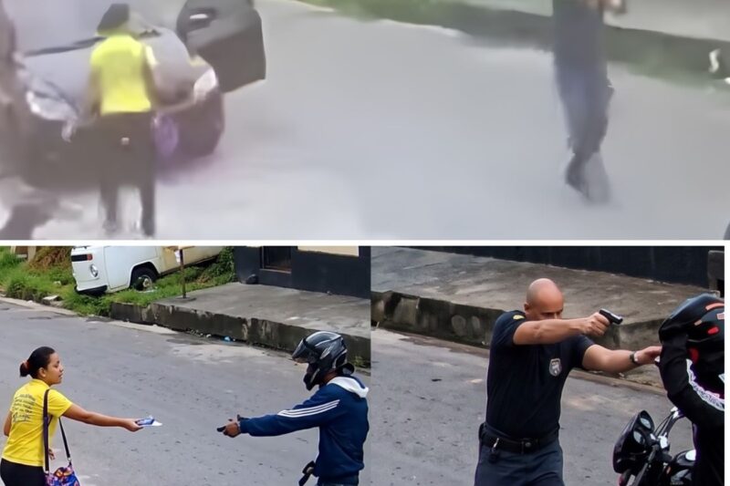 “POR FAVOR, NÃO LEVA MEU CACHORRO, LEVA SÓ A BOLSA E ME DEIXA EM PAZ!”: Mulher implora por proteção de animal de estimação durante assalto na calçada, ignora perigo