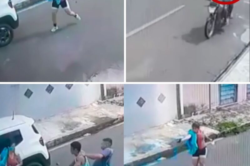 LADRÕES SURPREENDIDOS: Dupla tenta assalto, mas MULHER ARMADA REAGE e faz bandidos abandonarem moto em fuga desesperada