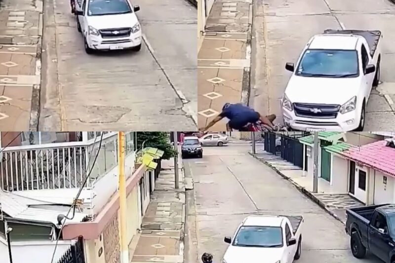 “VOCÊ NÃO VAI ESCAPAR COM A BOLSA DELA!”: Motorista de picape “atropela” assaltante, destrói moto e vira herói após tentativa de roubo brutal; Veja o vídeo!