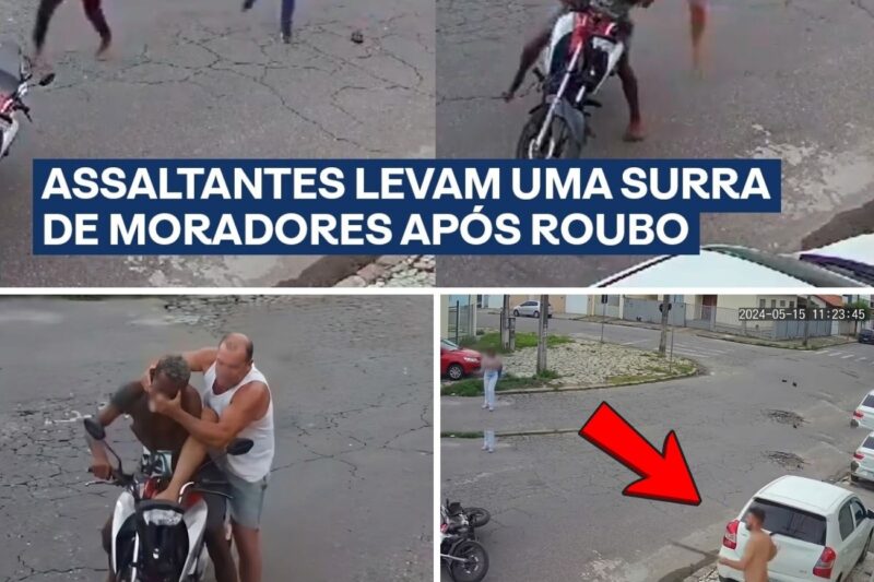 FÚRIA E UNIÃO NA CALÇADA: CASAL REAGE A ASSALTO COM ARMA FALSA E MORADORES EM FÚRIA CAÇAM SUSPEITOS COM PEDAÇOS DE PAU!