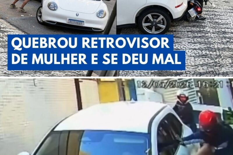 VÍDEO CHOCANTE: DUPLA EM MOTO ATACA CARRO DE MOTORISTA NA PORTA DE CASA E ACABA LEVANDO A PIOR APÓS MANOBRA DESESPERADA!