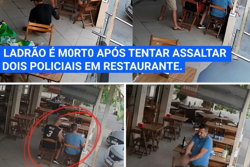 MESA ERRADA: Assaltante armado invade restaurante pelos fundos no Rio de Janeiro, tenta roubar policiais civis à paisana e acaba morto no confronto