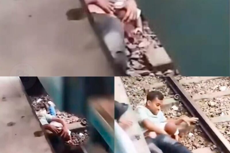 PAI SALTA NOS TRILHOS E USA O PRÓPRIO CORPO COMO ESCUDO PARA SALVAR CRIANÇA DE TREM EM ALTA VELOCIDADE