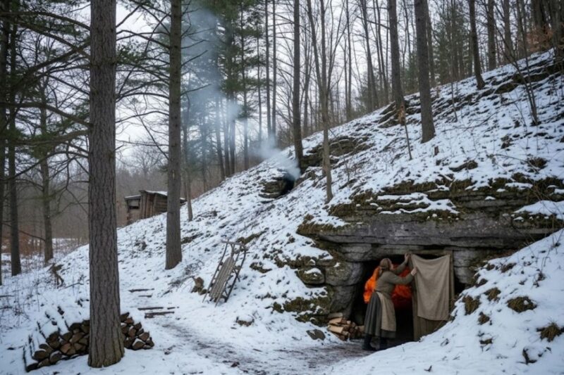 Como ela construiu um abrigo dentro de uma caverna que se manteve acima de 29°C durante o pior inverno em 40 anos