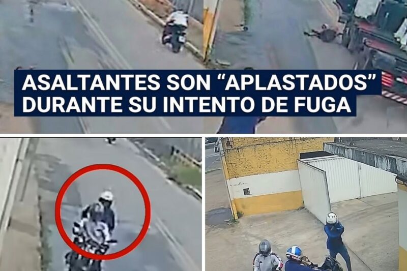 “MEU DEUS, EU ACHEI QUE IA MORRER! Bandidos armados roubam moto de trabalhador, mas são fuzilados por policial e atropelados por caminhão de empresa em fuga caótica.”