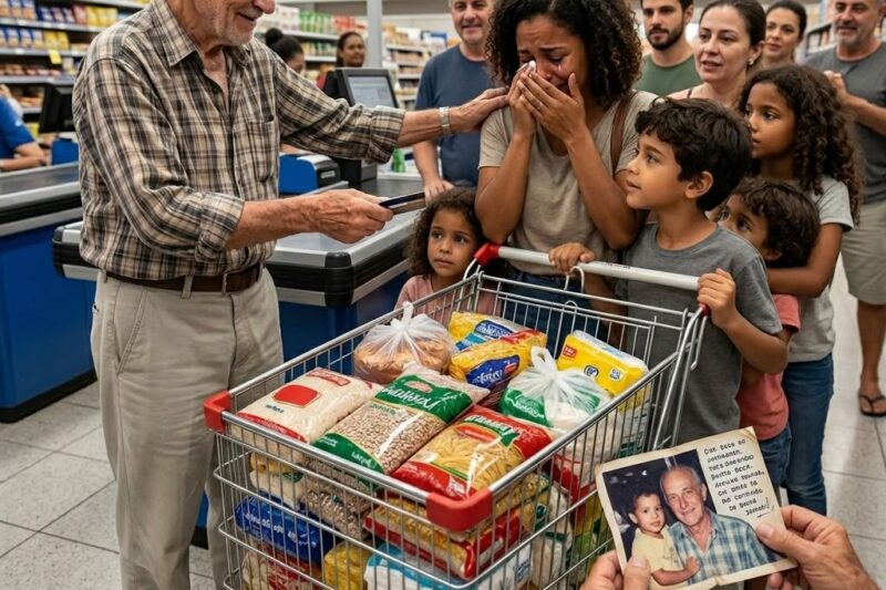 Idoso Paga as Compras de Mãe Com 4 Filhos, Então Ela Lhe Mostra Uma Foto Que Muda a Vida do Senhor