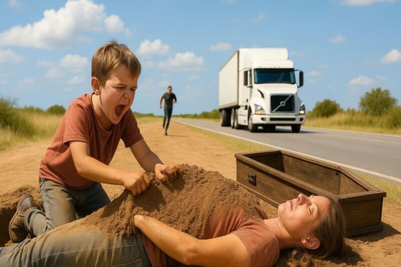 Caminhoneiro sozinho encontra mãe e filho ENTERRADOS… então ele faz isso…