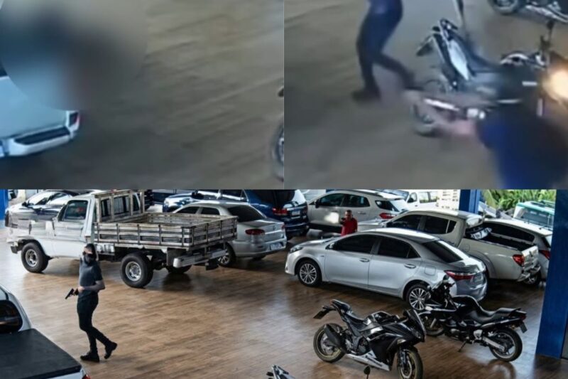 Policial de Folga é Feito de Escudo Humano, mas Reage e Neutraliza Bandidos em Concessionária
