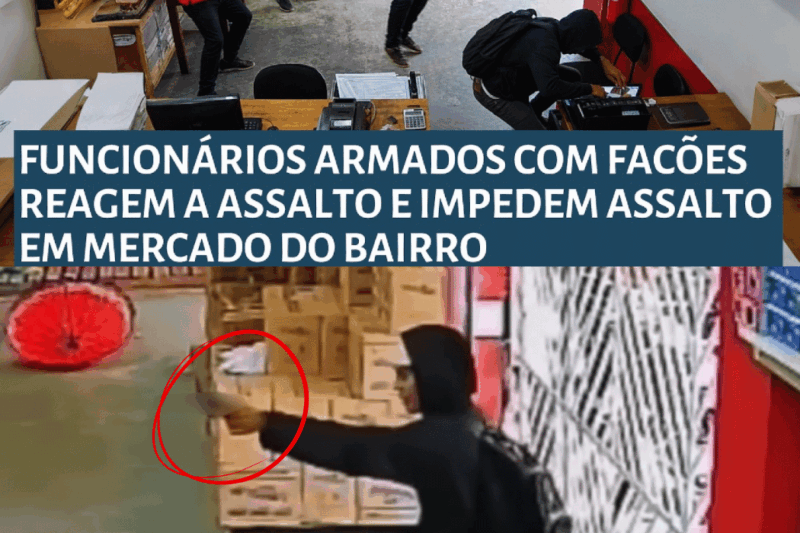 Tensão Máxima: Equipe Inteira Armada Com Facão Cerca E Imobiliza Assaltante Dentro De Loja