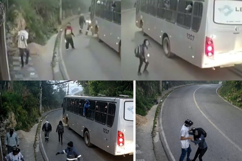 FÚRIA E JUSTIÇA NAS RUAS: Homem tenta assaltar mulher e é “caçado” por passageiros de ônibus em Minas Gerais
