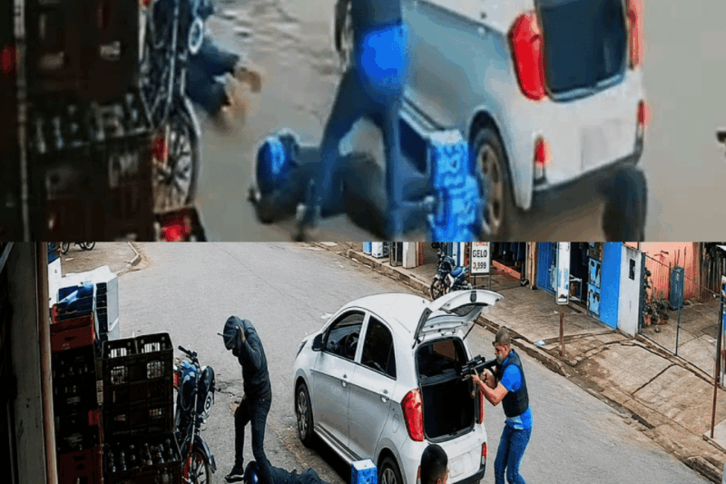 O Inferno em Segundos: Assaltantes Blindados Pelo Azar Encaram a Morte em Abordagem Fulminante de Patrulha Surpresa na Porta de Mercado