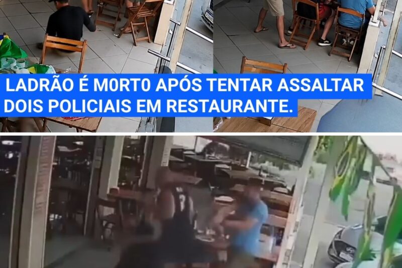 “ELE ESCOLHEU A MESA ERRADA! SE SE MEXER, VAI TOMAR!”: O momento exato em que assaltante armado invade restaurante na Zona Norte do Rio, anuncia assalto contra clientes e acaba metralhado por dois Policiais Civis à paisana; ASSISTA AO VÍDEO EXCLUSIVO DA CÂMERA DE SEGURANÇA QUE CAPTOU O CONFRONTO REAL ABAIXO!