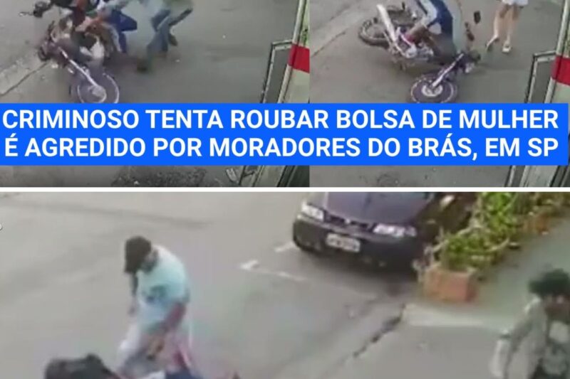 “SOU TRABALHADOR, NÃO ME BATE! PERDOA, POR FAVOR!”: Motoqueiro Disfarçado de Entregador Tenta Roubar Bolsa de Mulher no Brás e é Derrubado por Populares em Fuga Alucinante