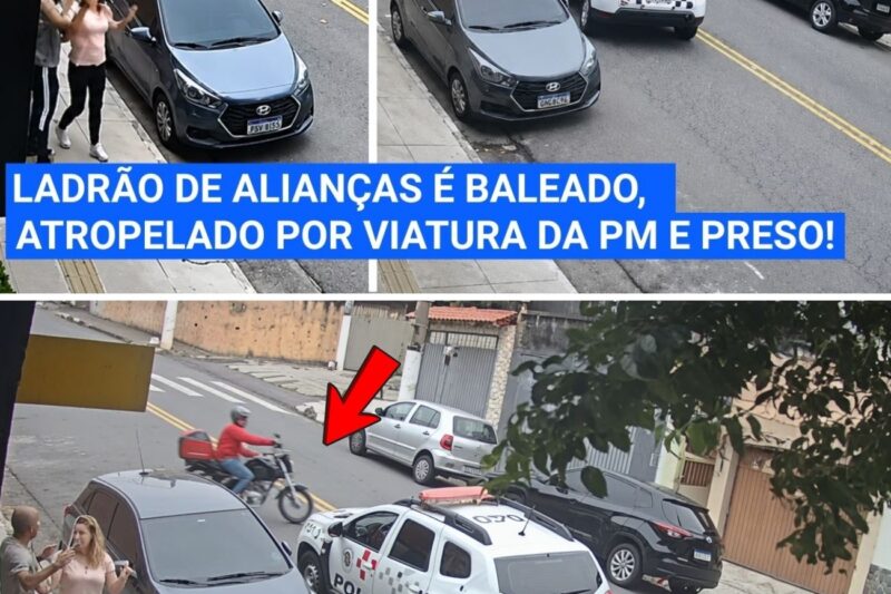 ALIANÇAS ROUBADAS E AZAR DO CRIME! Assaltante disfarçado é ATROPELADO E BALEADO por viatura no segundo exato do roubo!