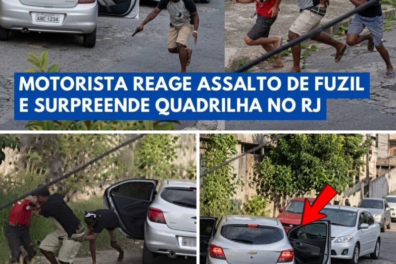 CORRIDA PELA SOBREVIVÊNCIA: Criminosos abandonam carro roubado, deixam até os chinelos para trás e fogem em PÂNICO após motorista descarregar fuzil!